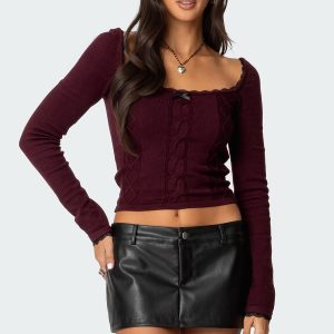 Ansley Lacey Cable Knit Top
