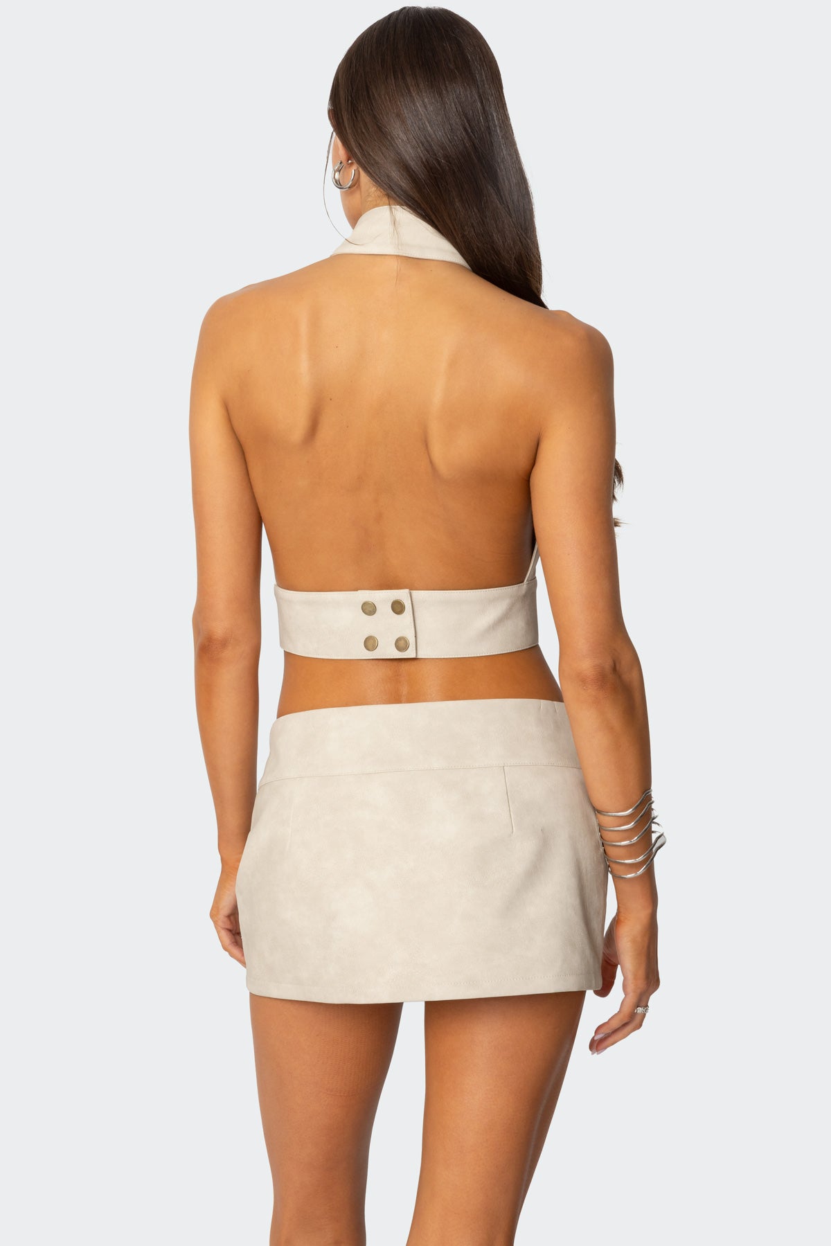 Karly Faux Leather Open Back Top - Image 5