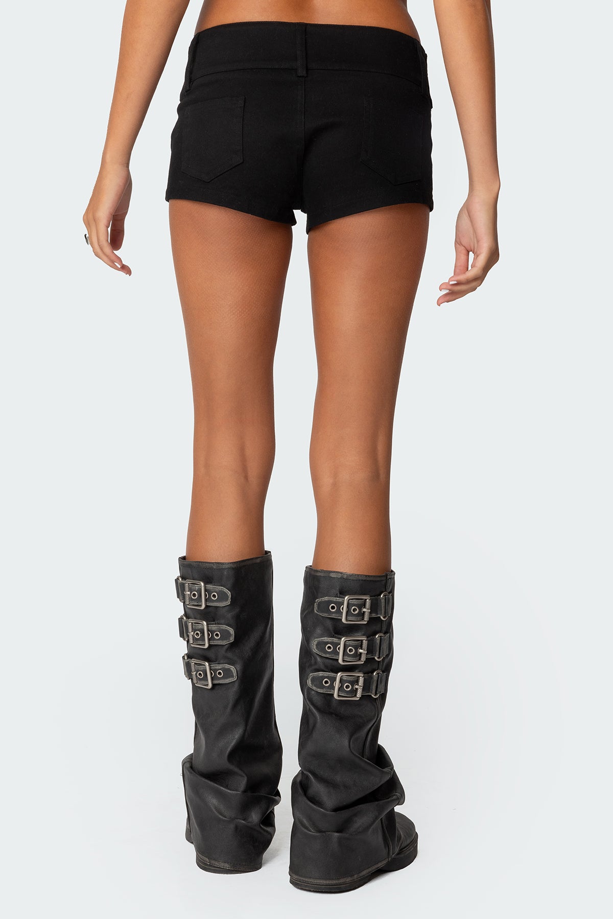 Studded Belt Denim Micro Shorts - Image 5