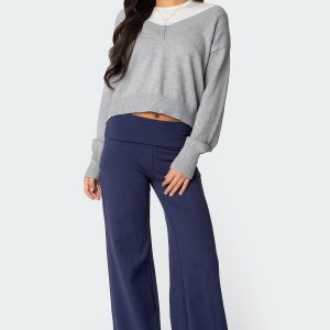 Wide Leg Fold Over Pants