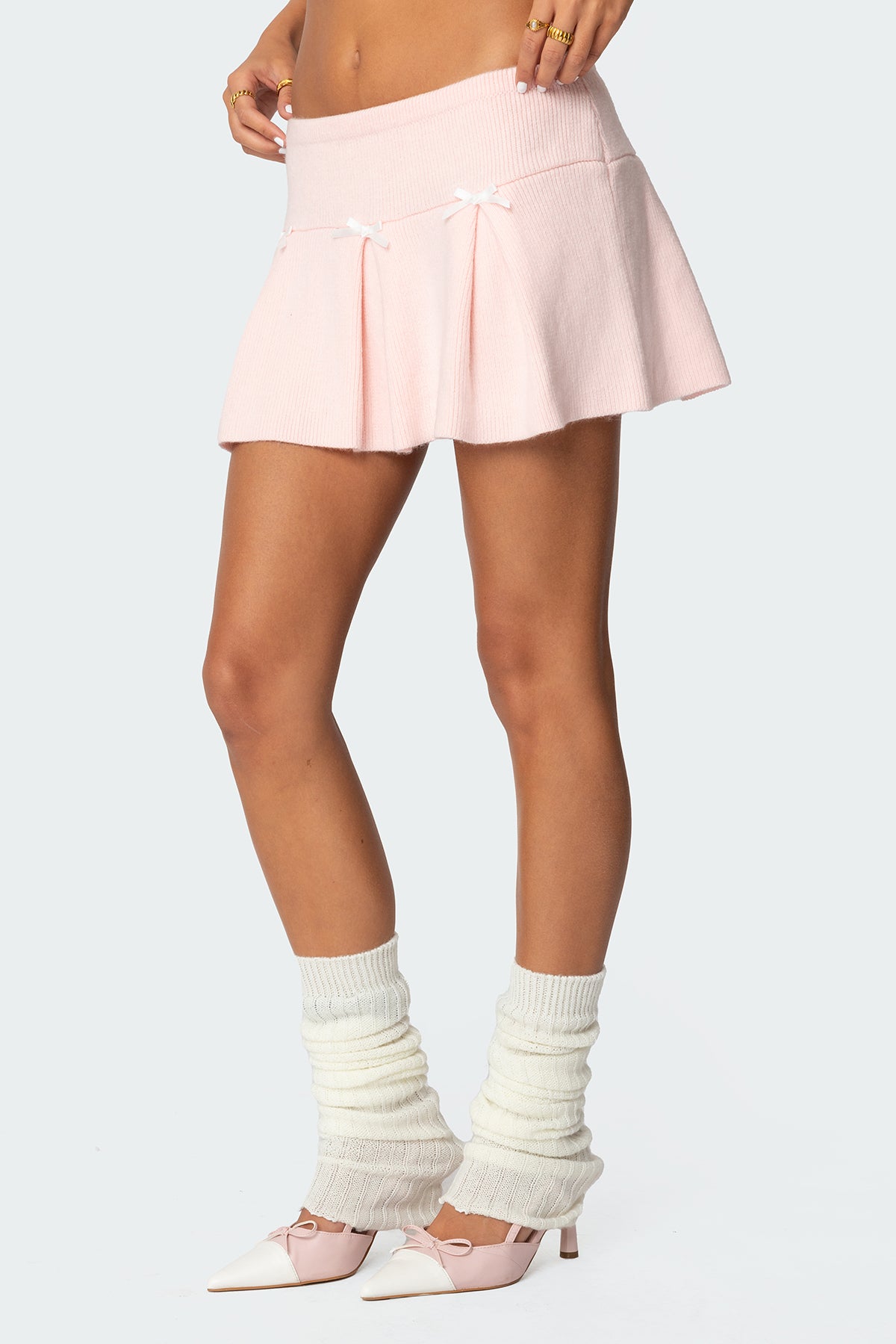Easter Pleated Knit Mini Skirt - Image 4
