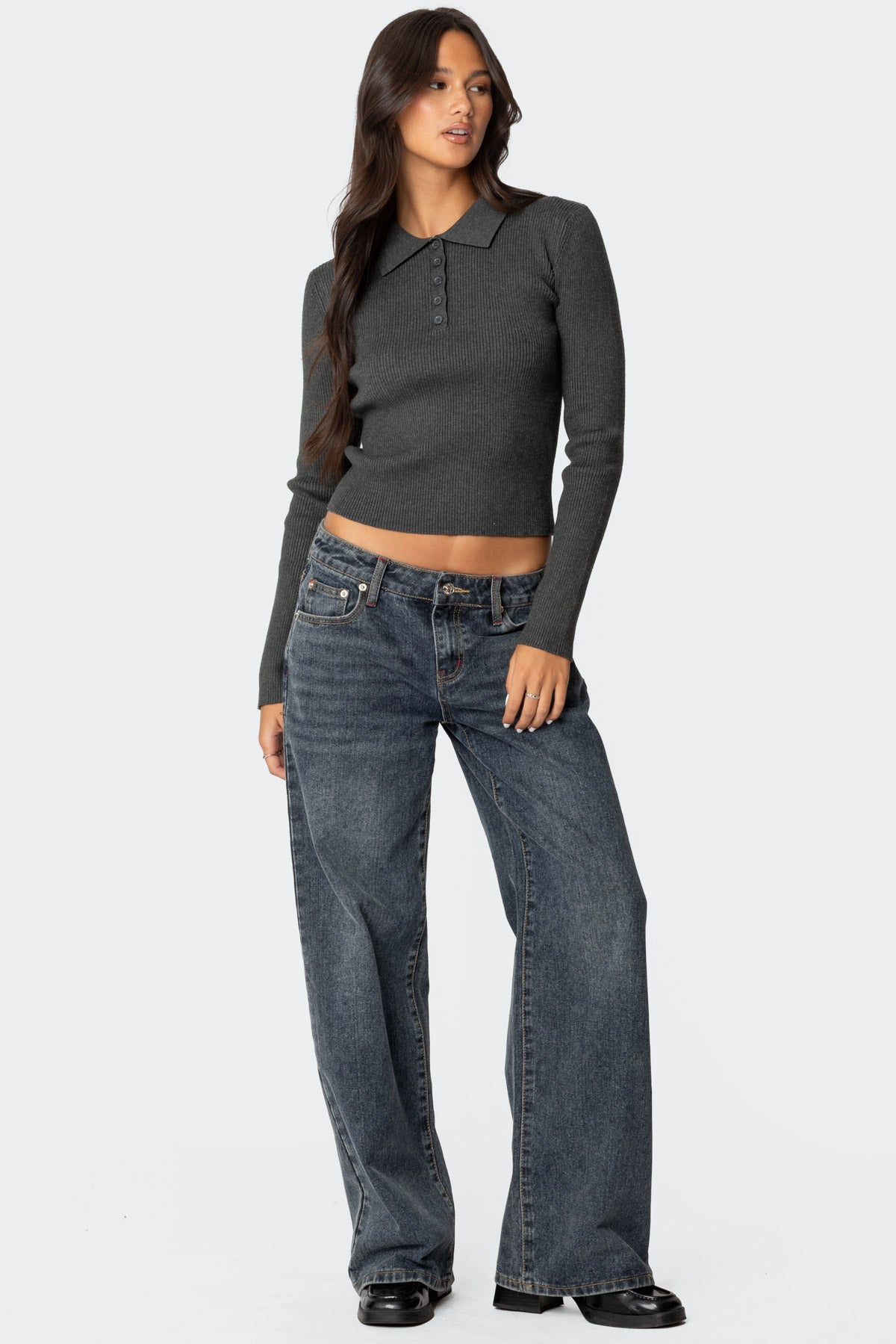 Mollie Collared Ribbed Knit Top - Image 4