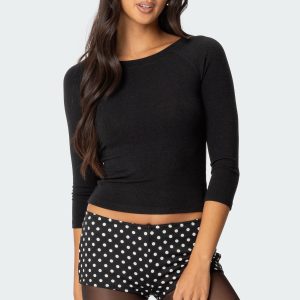 Mary Quarter Sleeve Wide Neck Top