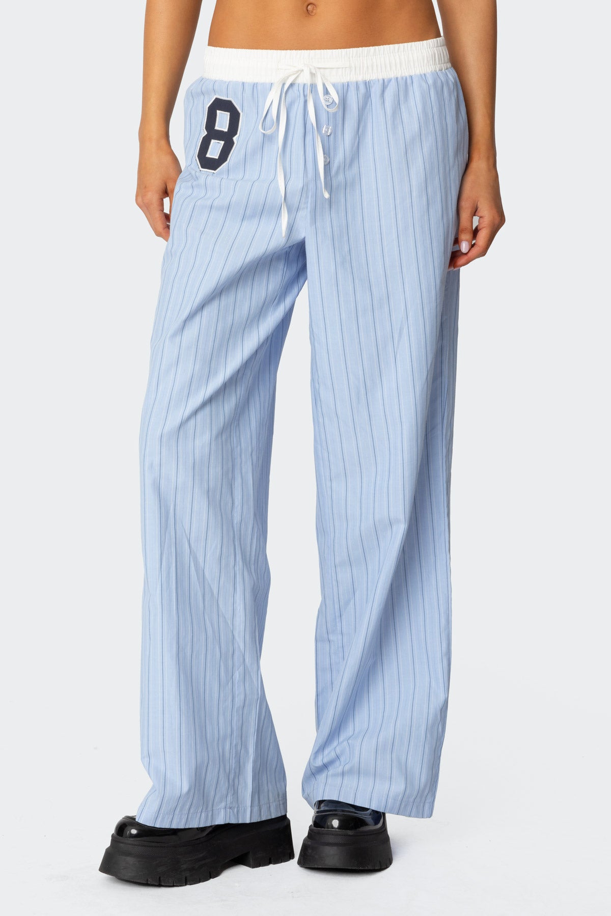 Erez Contrast Waist Striped Pants - Image 2