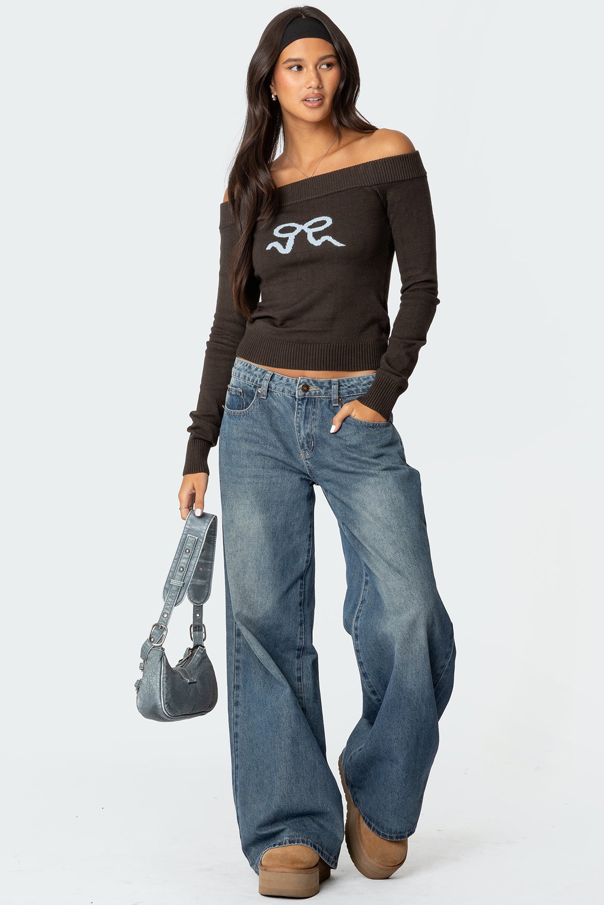 Tj Off Shoulder Knit Bow Top - Image 2