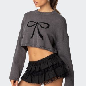 Knit Bow Cropped Sweater