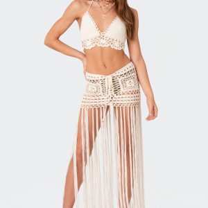 Lillee Crochet Fringe Maxi Skirt
