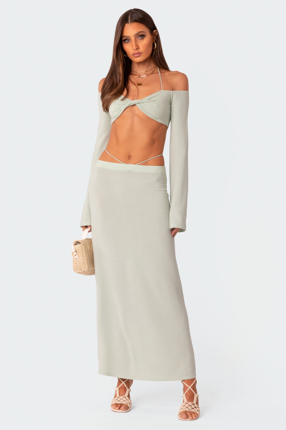 Celeste Off Shoulder Twist Crop Top - Image 2