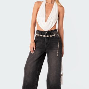 Scoop Neck Open Back Crop Top