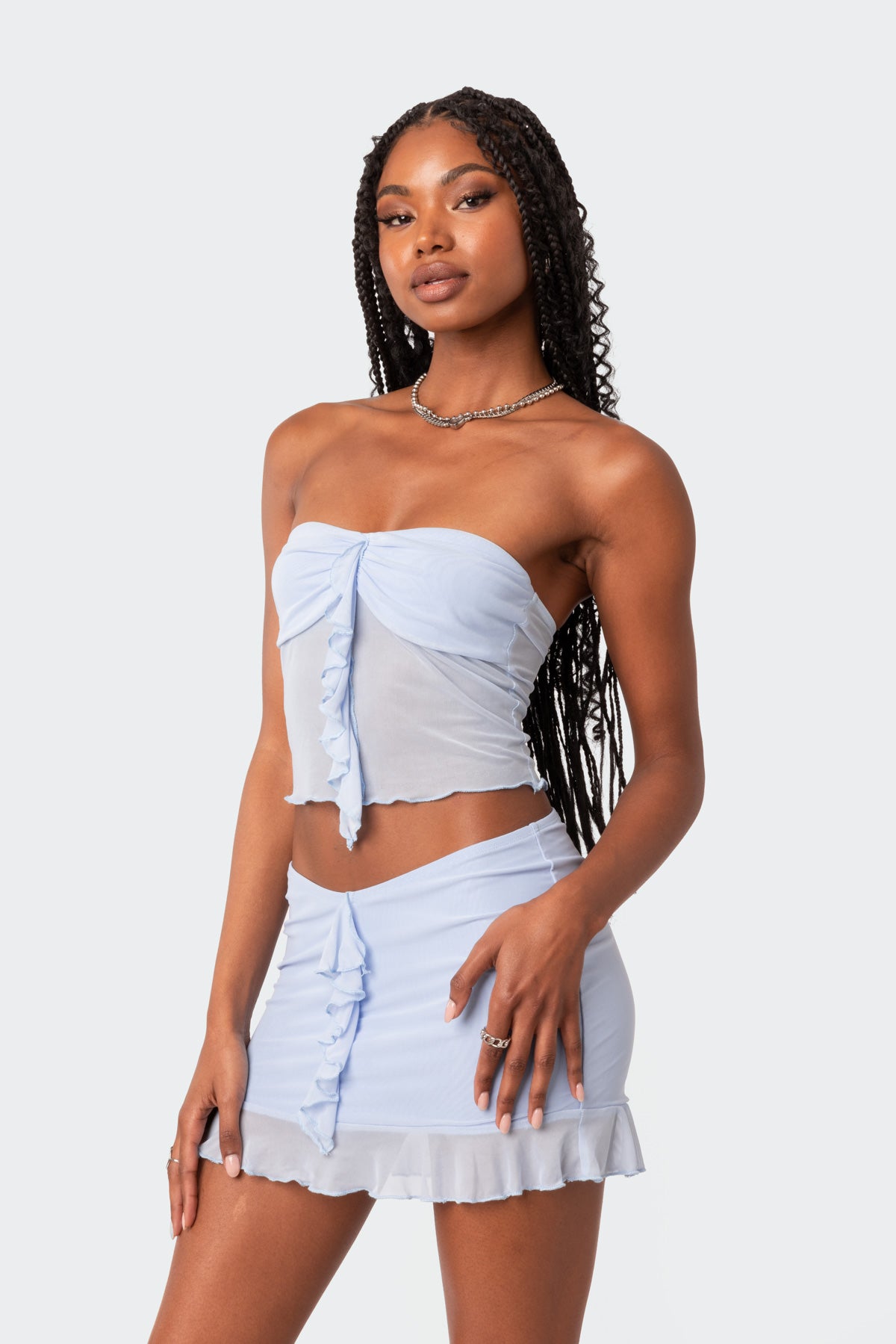 Solange Ruffle Mesh Tube Top - Image 3