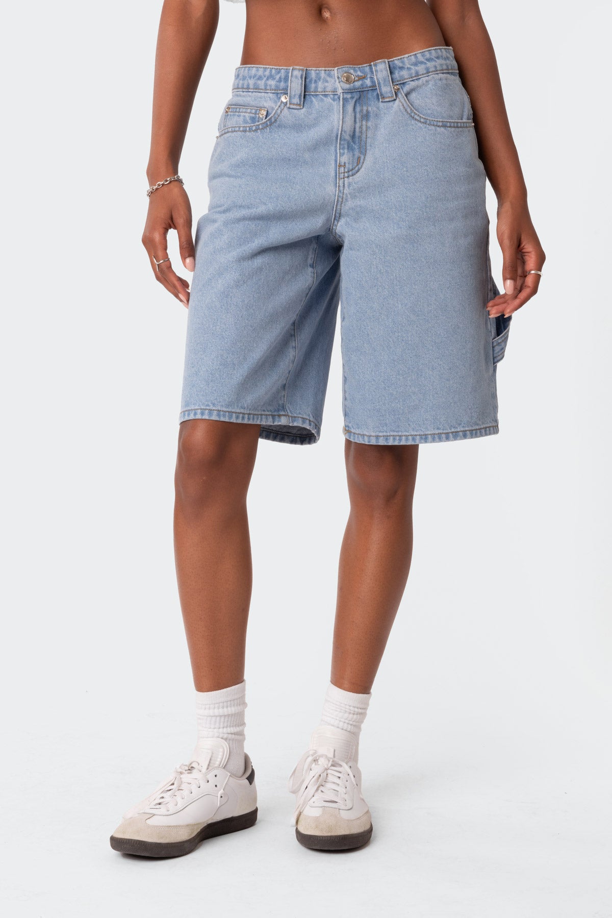 Low Rise Bermuda Denim Carpenter Shorts - Image 2