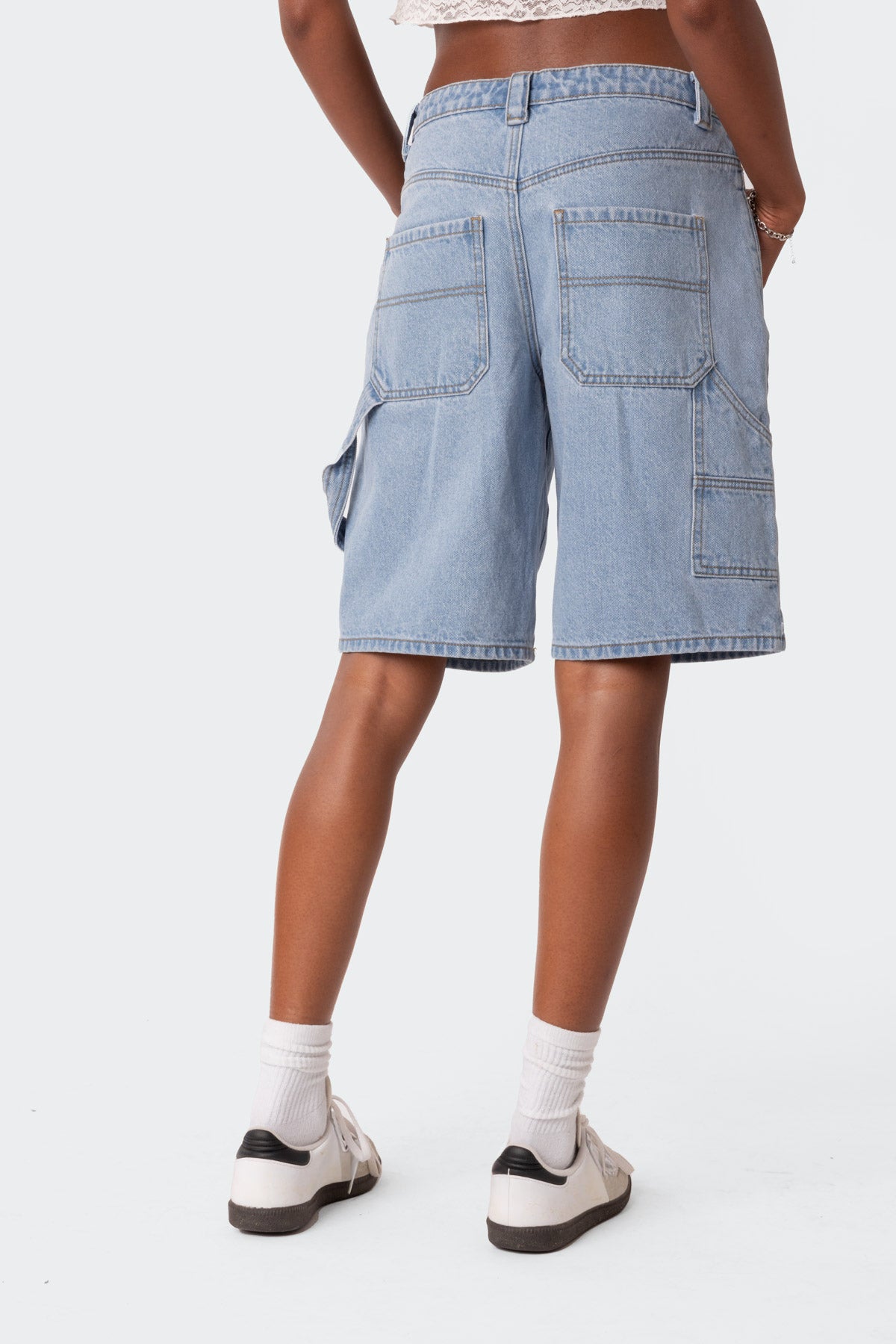 Low Rise Bermuda Denim Carpenter Shorts - Image 4