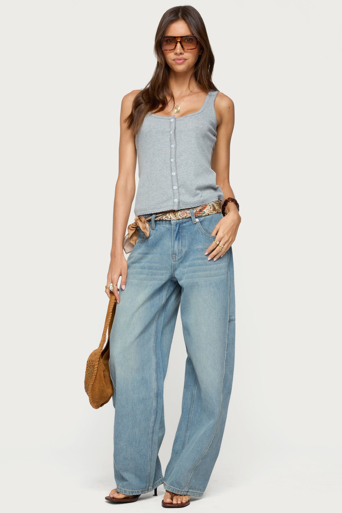 Gwenne Pointelle Button Up Tank Top - Image 2