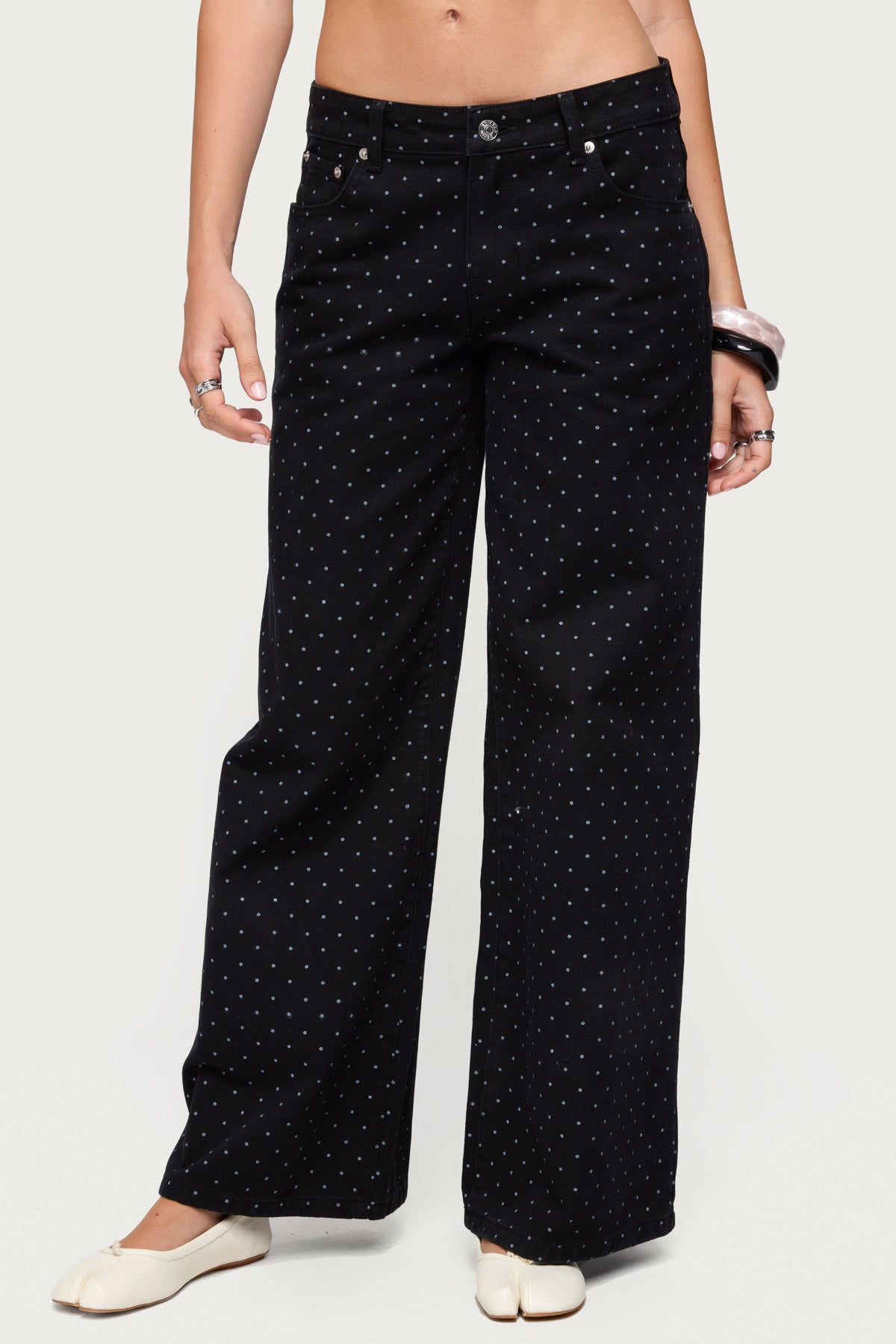 Misha Polka Dot Baggy Low Jeans - Image 2