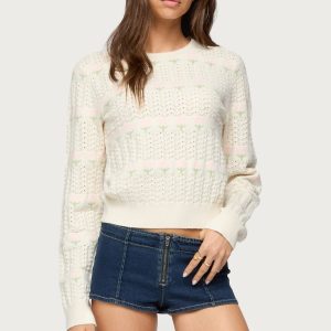 Emerie Flower Textured Knit Sweater