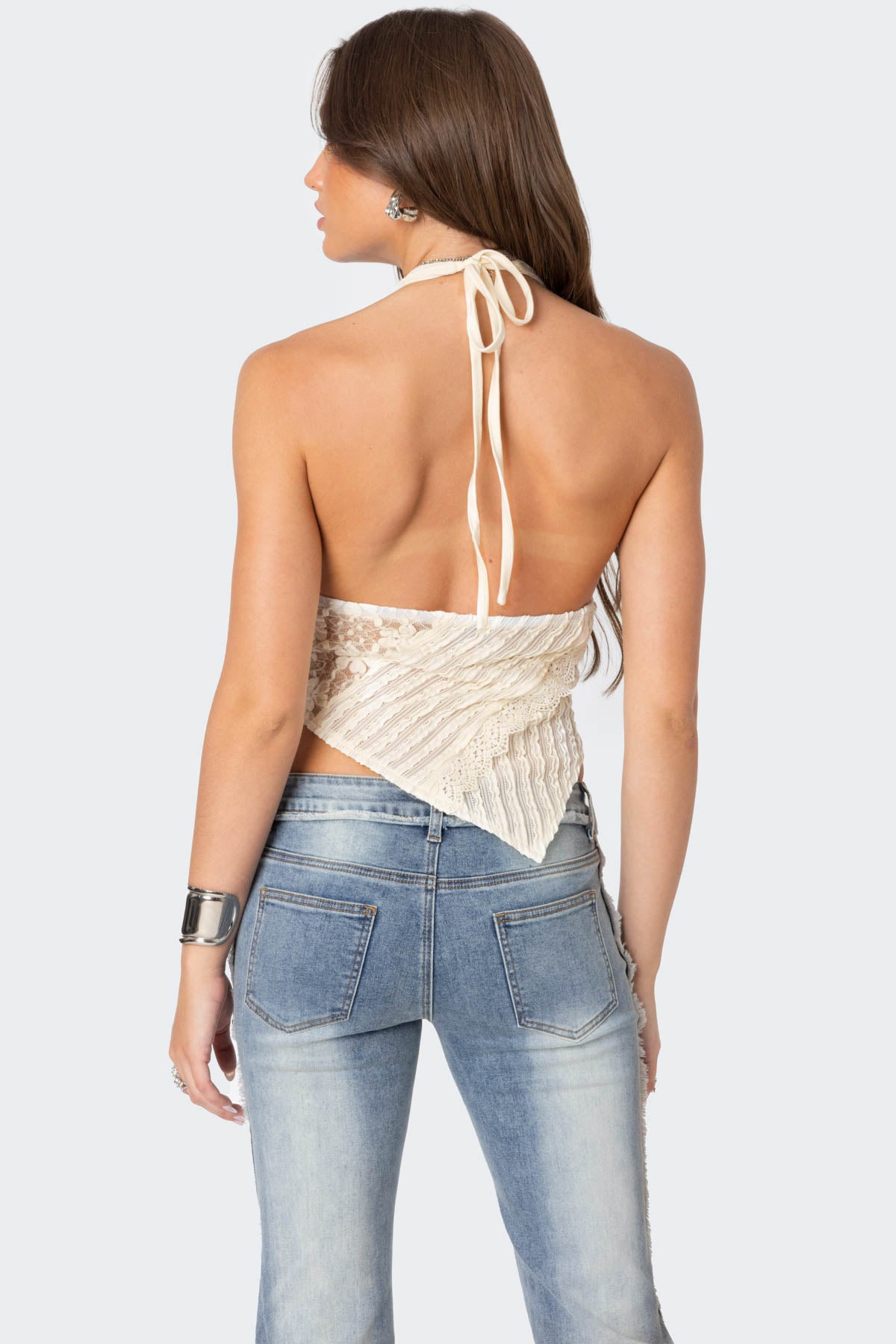 Quinta Lacey Asymmetric Halter Top - Image 4