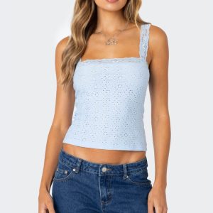 Virginia Lace Trim Eyelet Tank Top