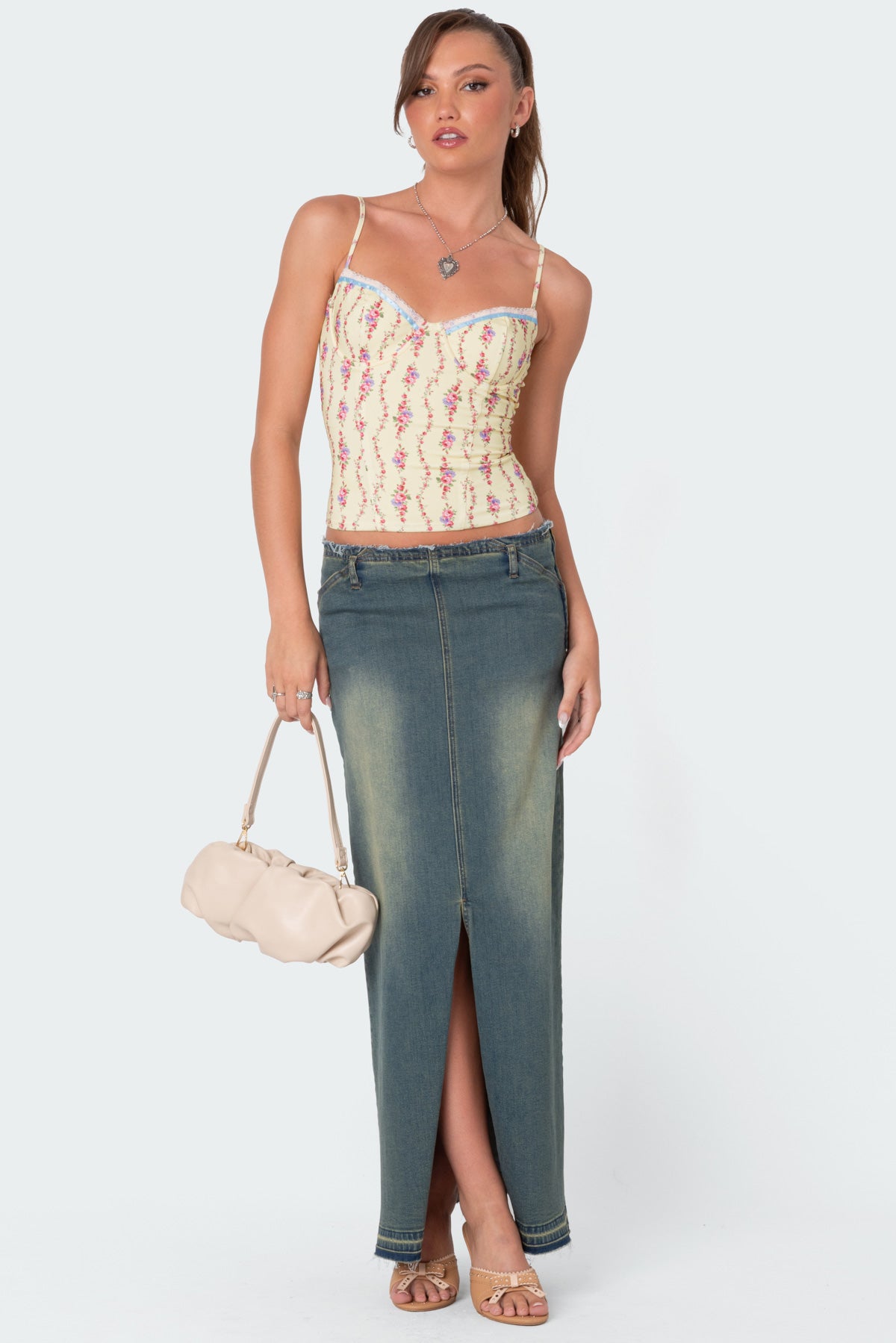 Indira Printed Cupped Lace Up Corset - Image 2