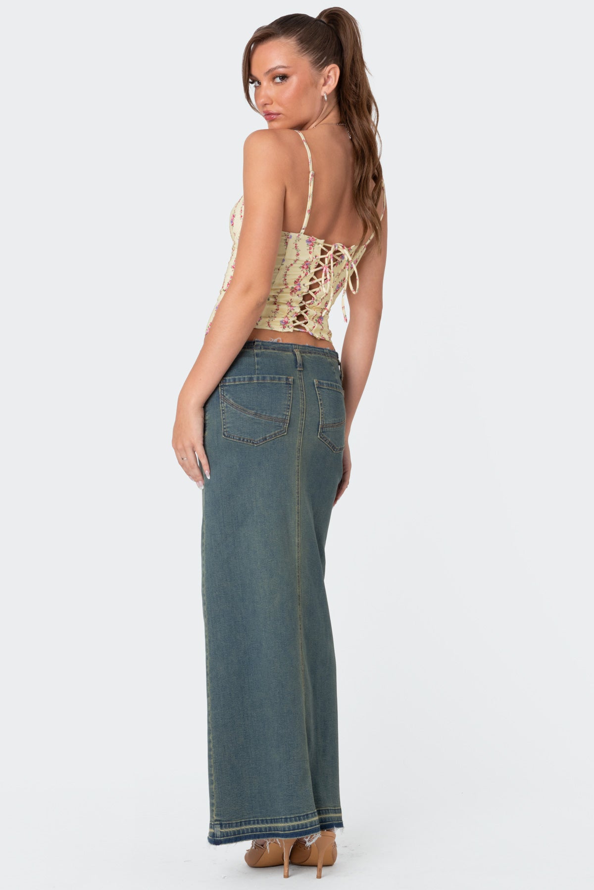 Indira Printed Cupped Lace Up Corset - Image 5