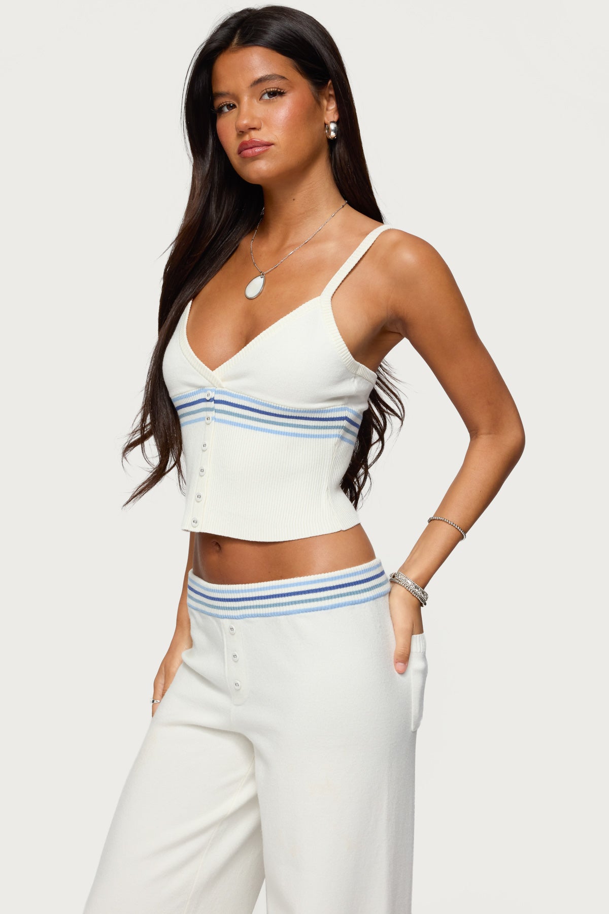 Miya Stripey Ribbed Knit Tank Top - Image 6