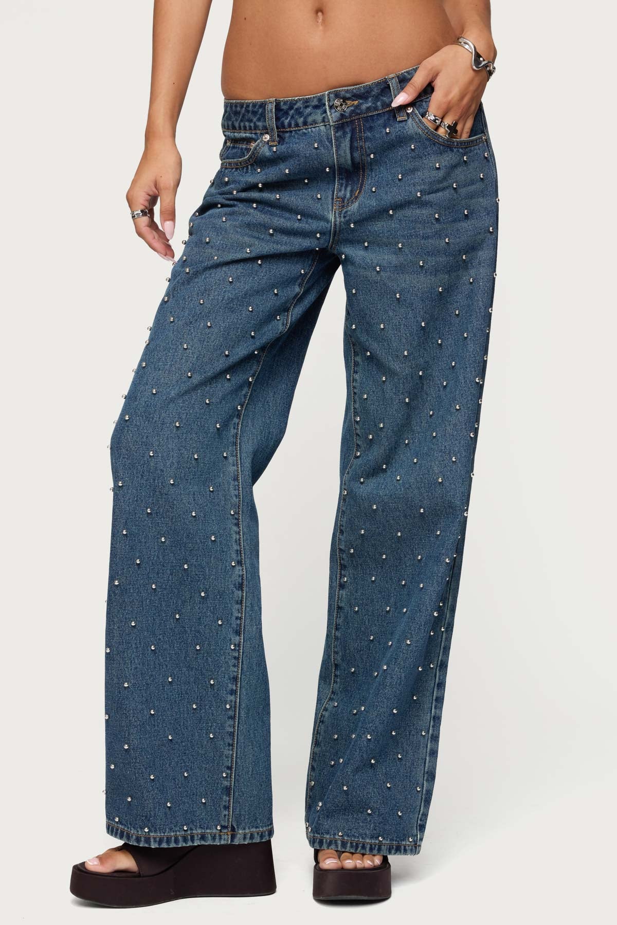 Esmay Studded Low Rise Jeans - Image 2