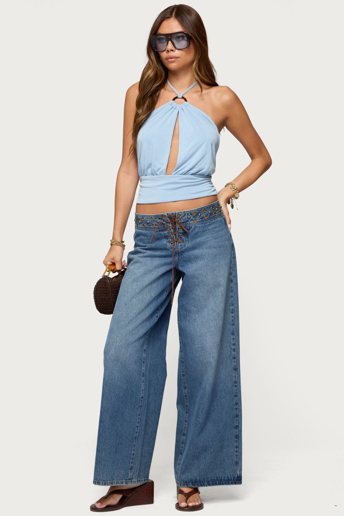 Khalia Backless Cut Out Halter Top - Image 2