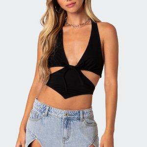 Cady Tie Front Cut Out Top