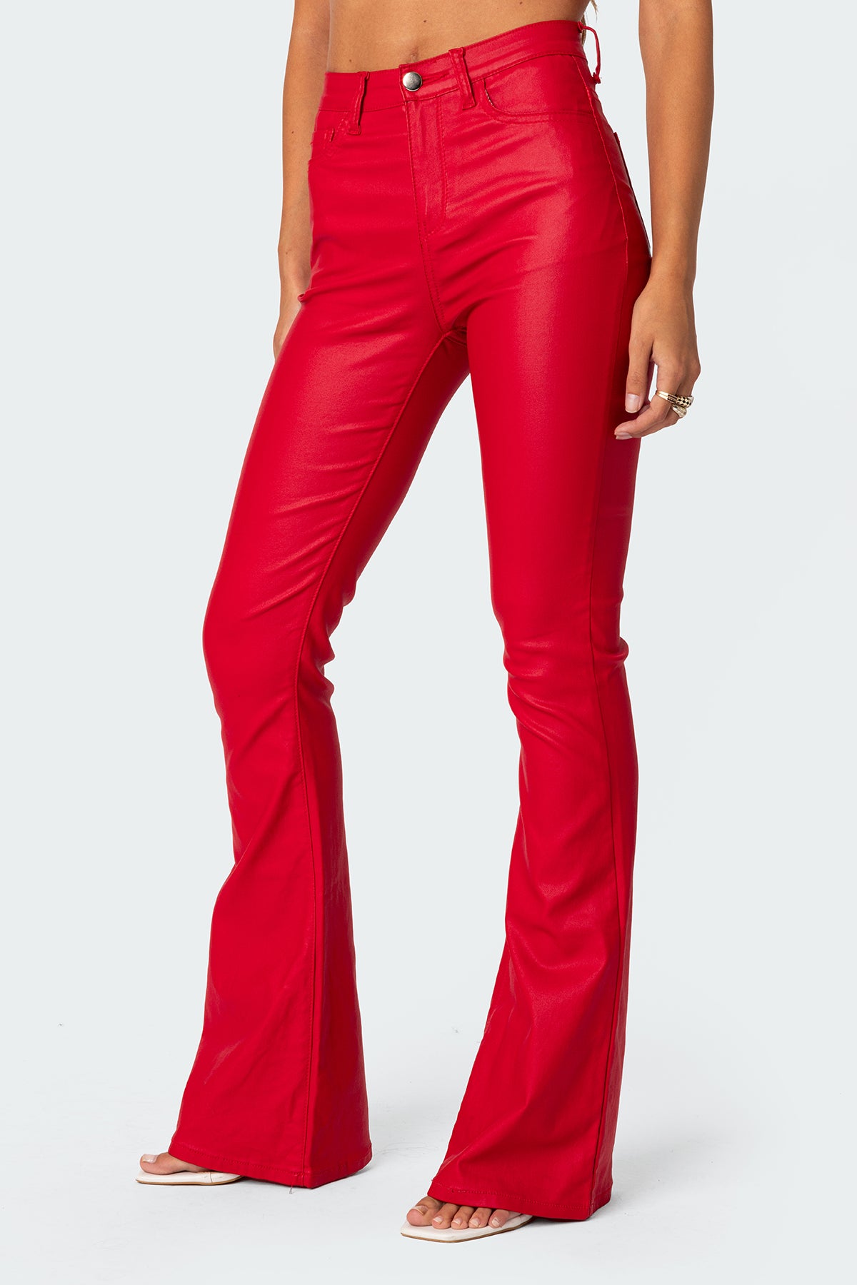 Luna Faux Leather Flare Jeans - Image 3