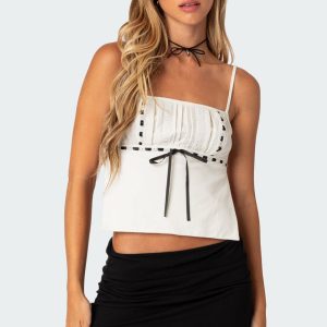 Ribbon Trim Open Back Top