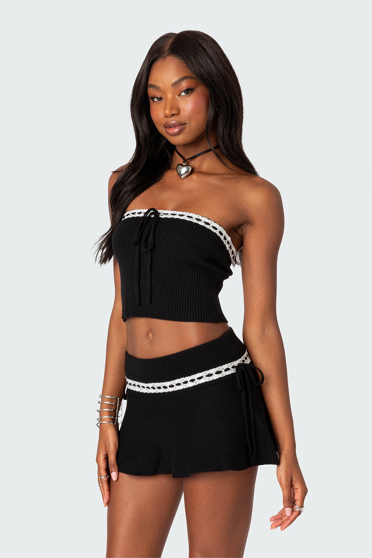 Khloe Lacey Ribbon Knit Tube Top - Image 3