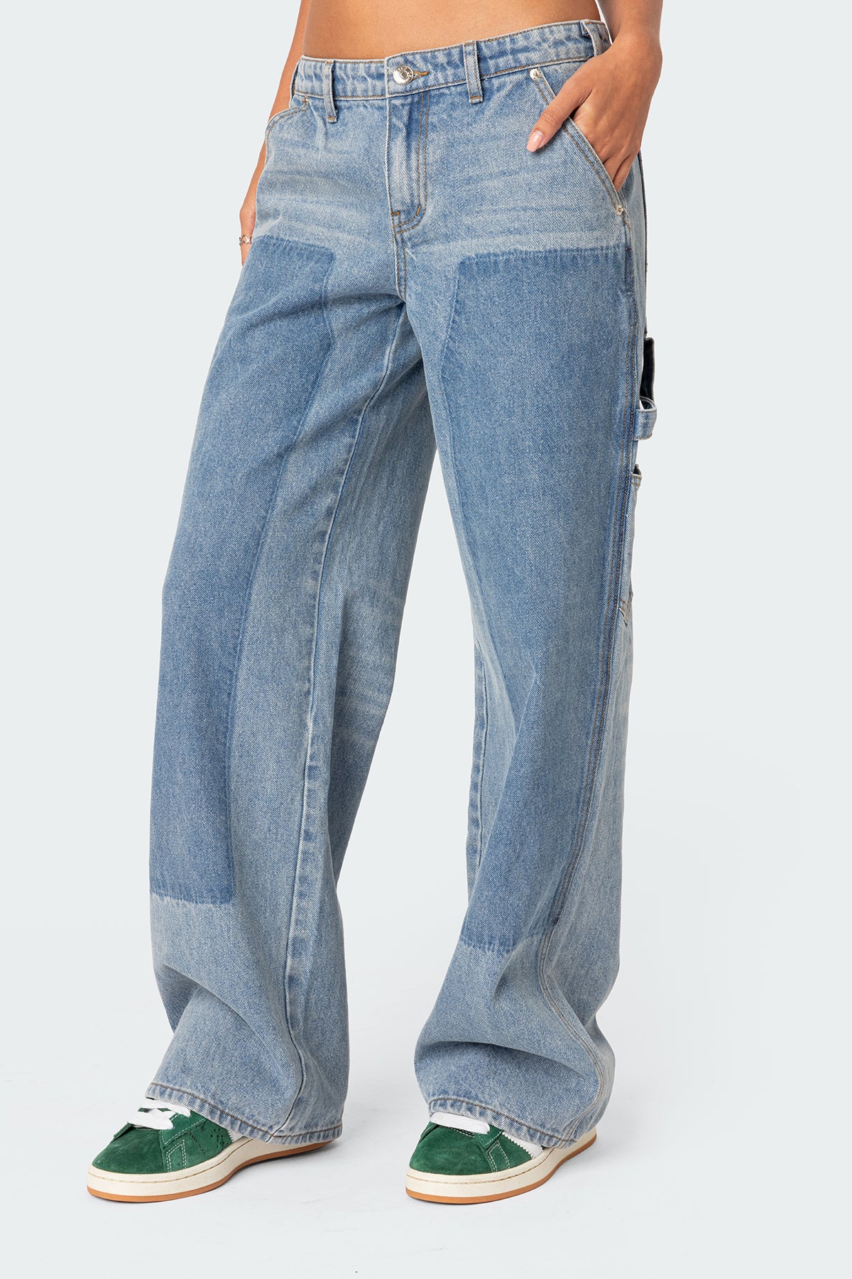 Faded Wash Low Rise Carpenter Jeans - Image 2