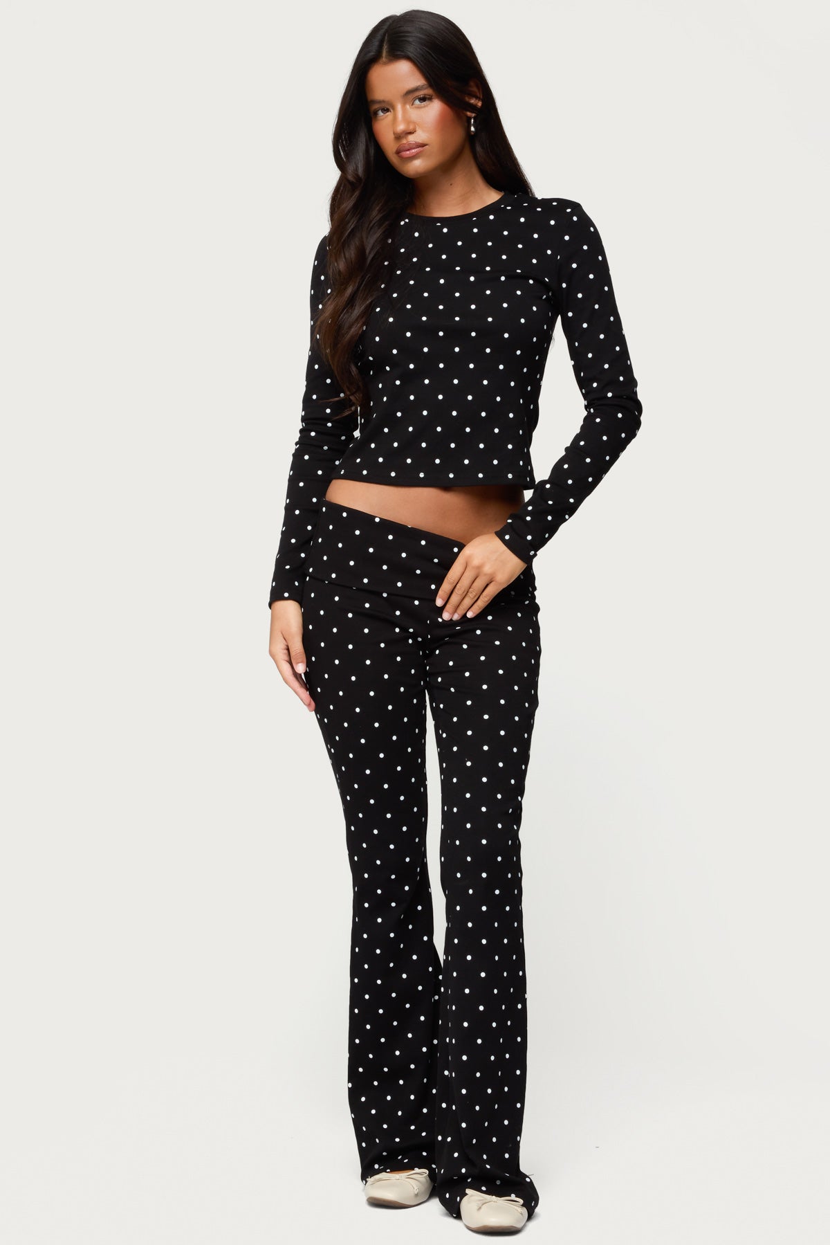 Daliya Polka Dot Fold Over Pants - Image 5