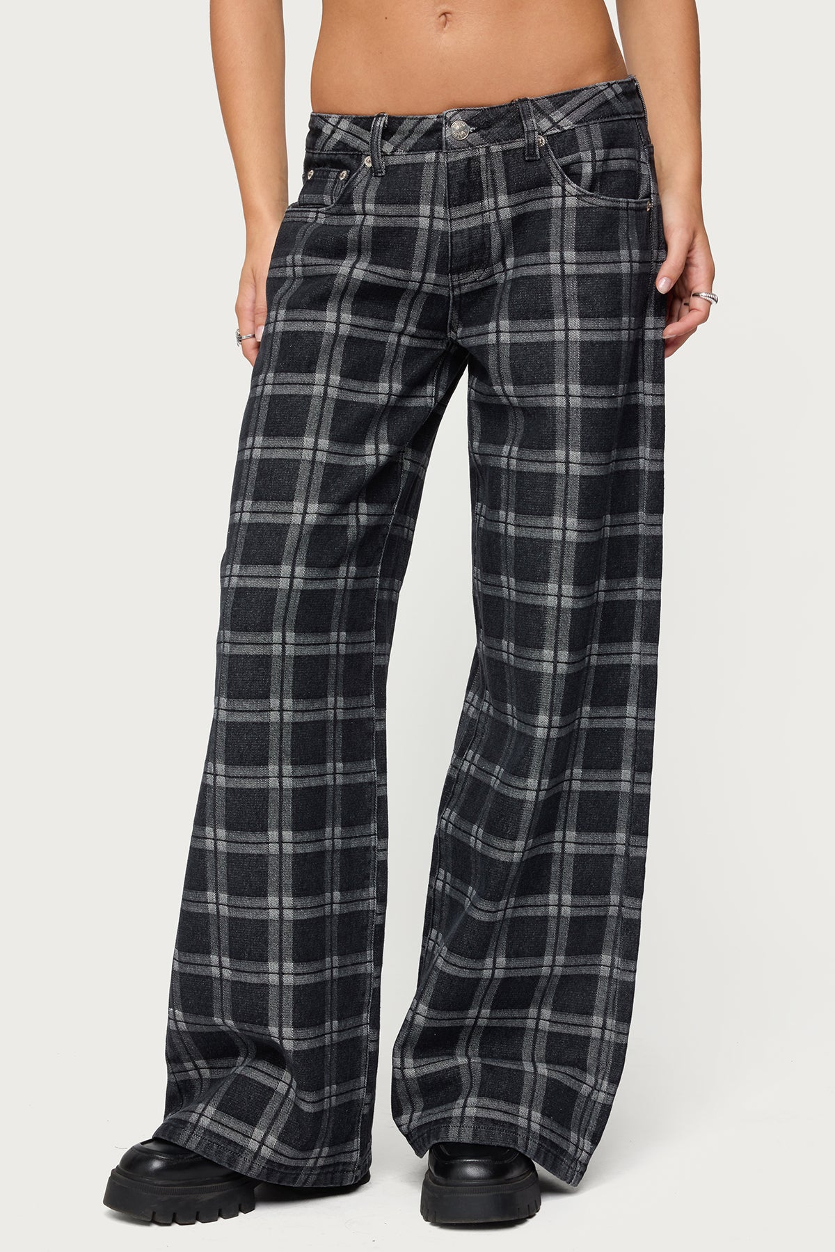 Kailani Plaid Low Rise Baggy Jeans - Image 2