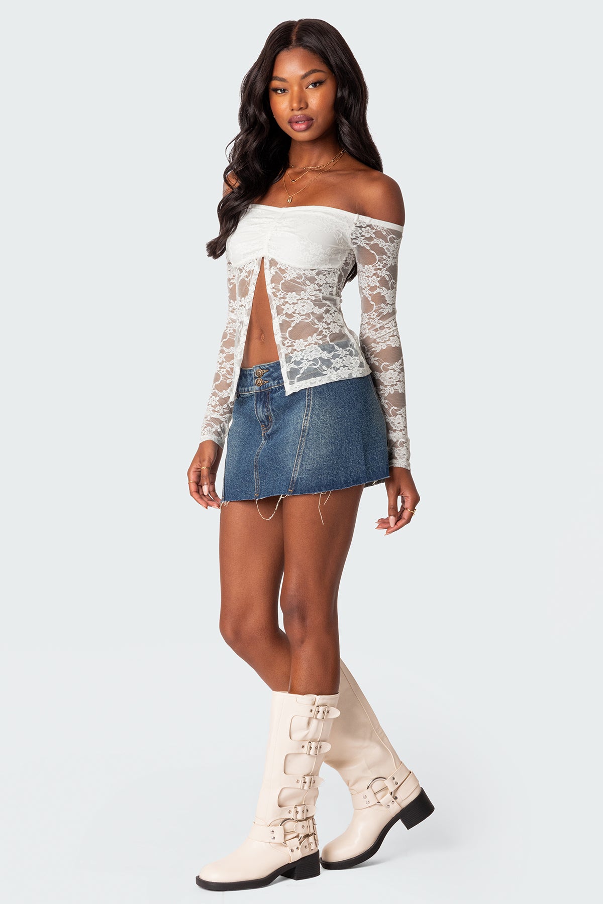 Odessa Split Front Sheer Lace Top - Image 5