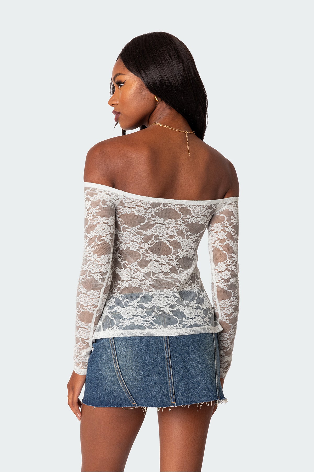 Odessa Split Front Sheer Lace Top - Image 4