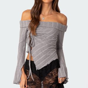 Alona Asymmetric Fold Over Knit Top