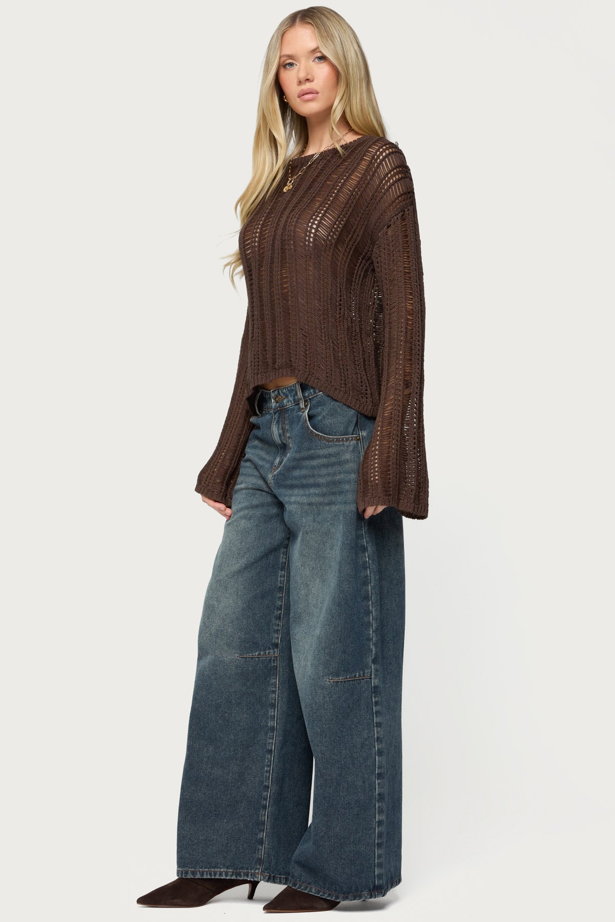 Jaide Sheer Ladder Knit Sweater - Image 4