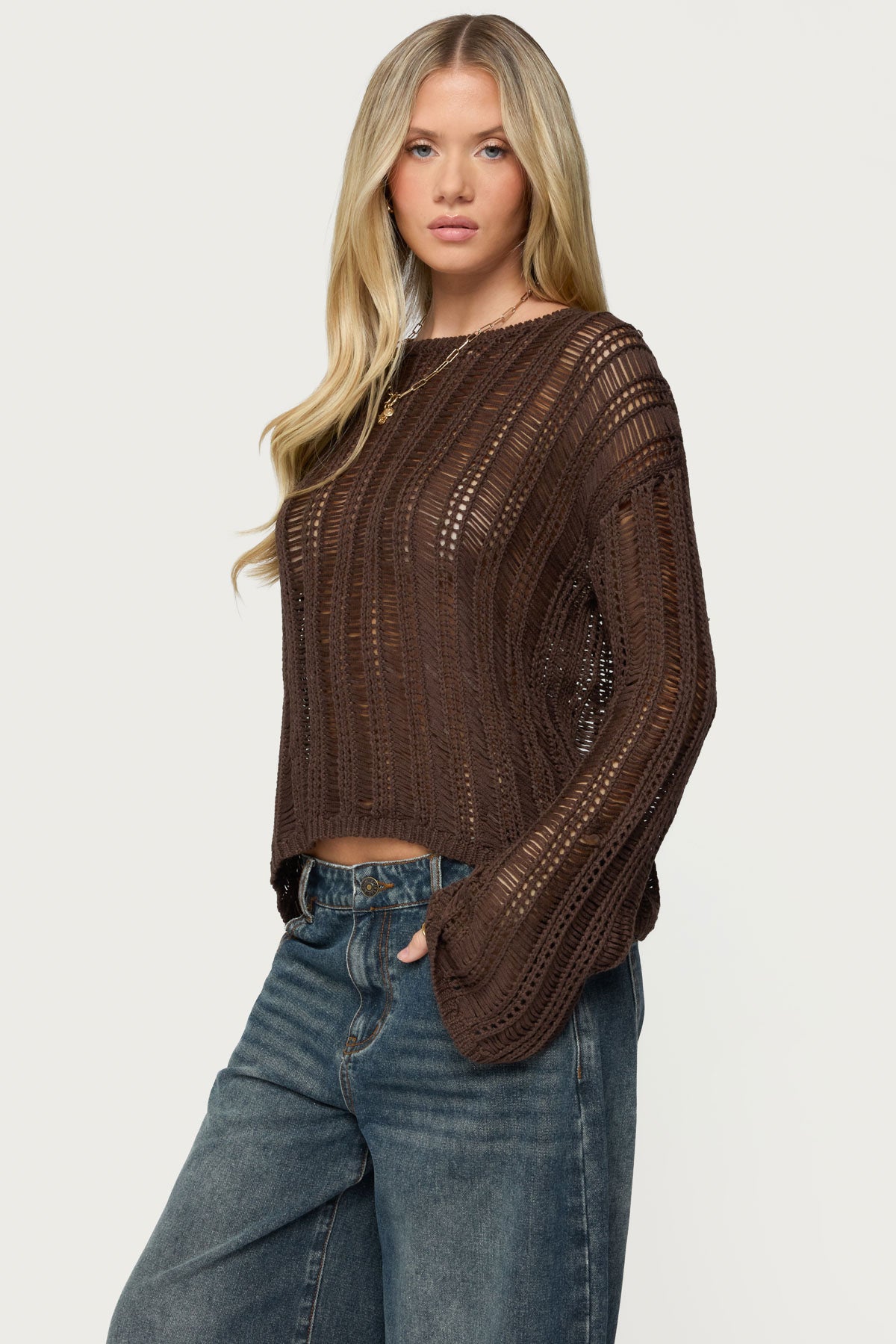 Jaide Sheer Ladder Knit Sweater - Image 3
