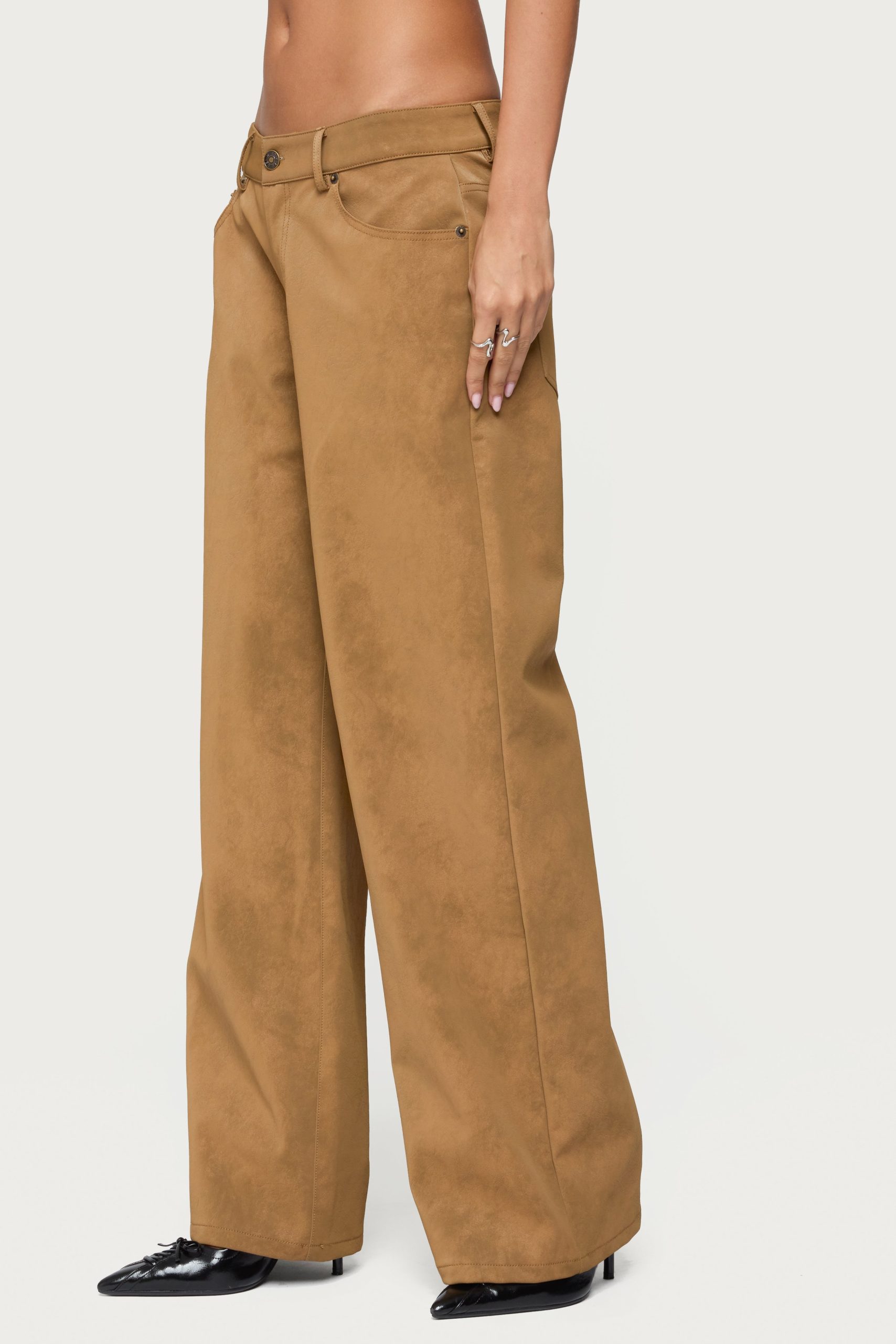 Stacey Low Rise Faux Suede Pants - Image 3