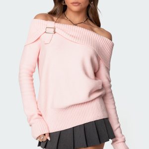 Marilyn Buckled Off Shoulder Sweater