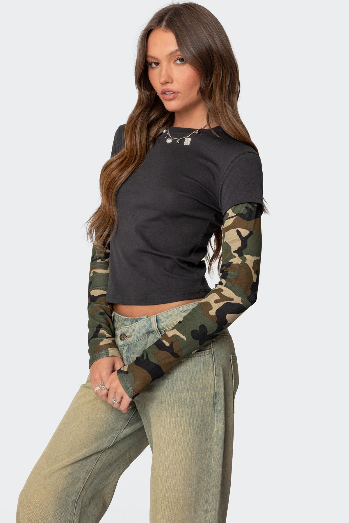 Camo Layered Long Sleeve T Shirt - Image 3