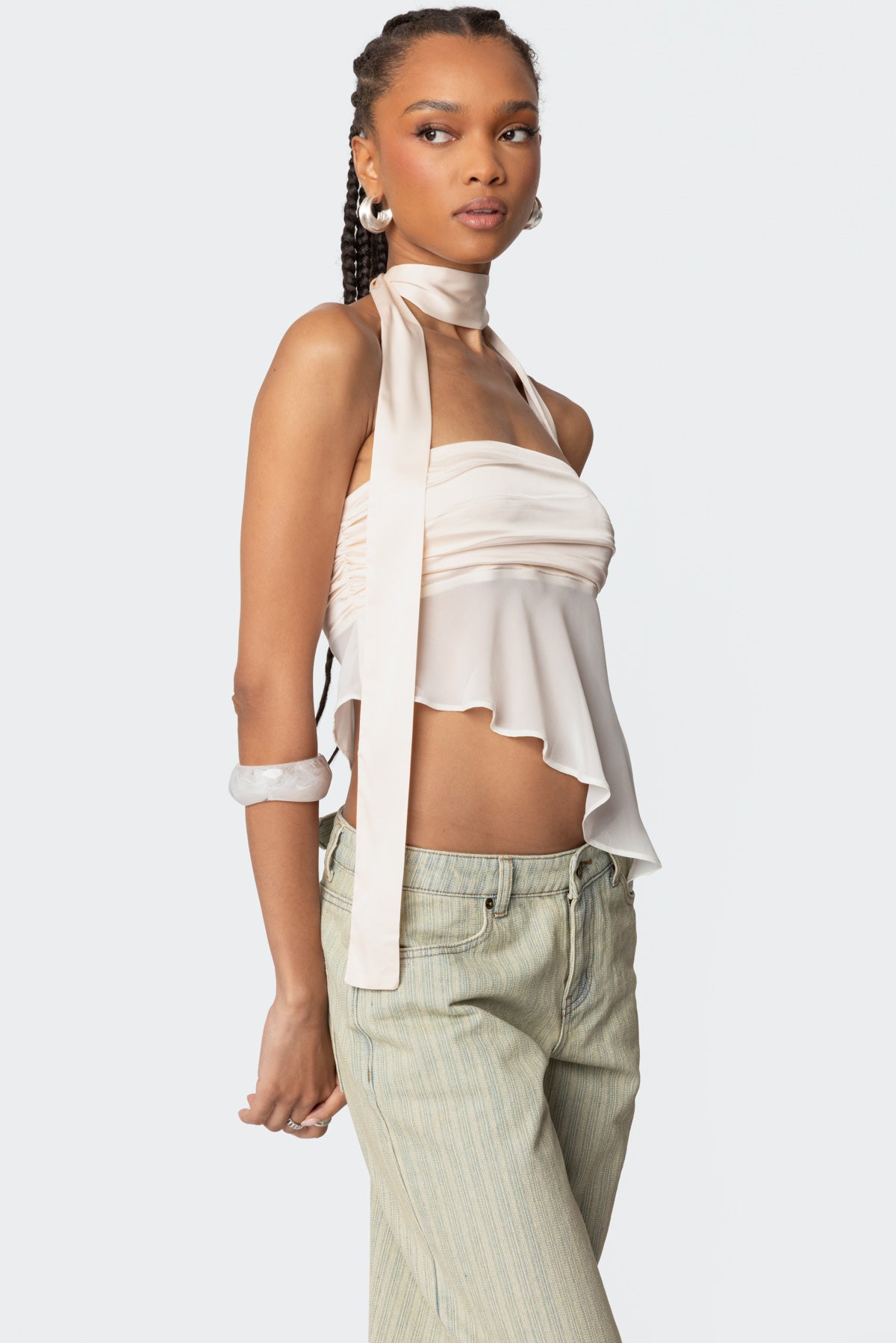 Asymmetric Two Piece Scarf Top - Image 4