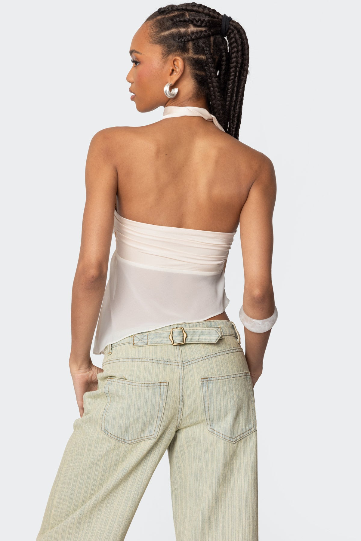 Asymmetric Two Piece Scarf Top - Image 3