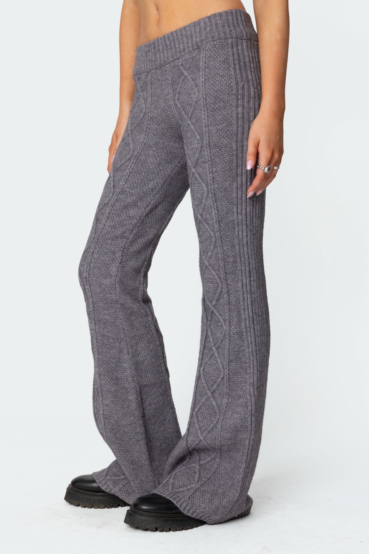 Ray Cable Knit Flared Pants - Image 3