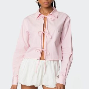 Melrose Tie Front Collared Top