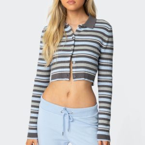 Giulia Stripey Ribbed Knit Top