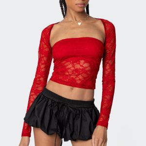 Addison Sheer Lace Two Piece Top