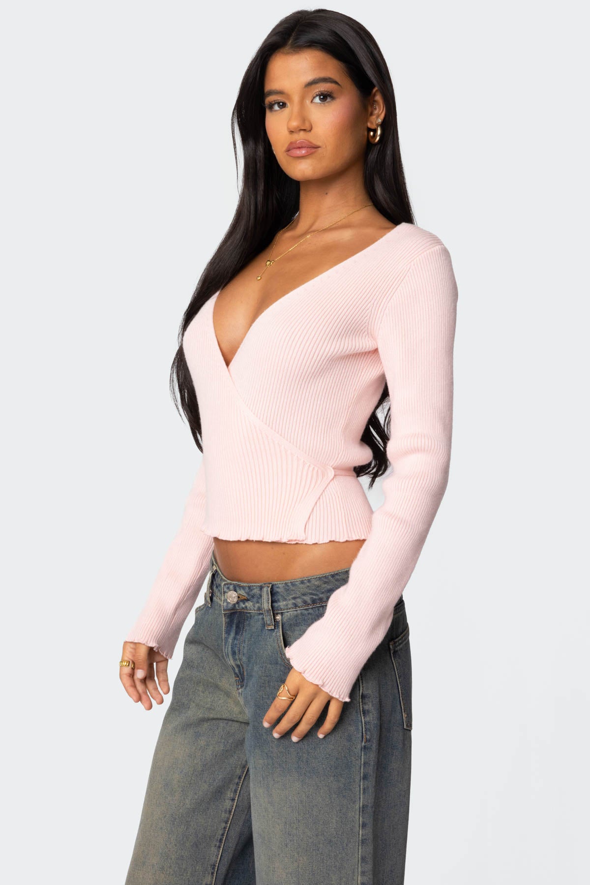 Paden Ribbed Knit Wrap Top - Image 3