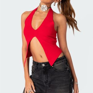 Sculpt Knitted Split Front Top