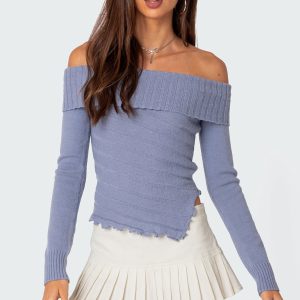 Sonya Fold Over Knit Top